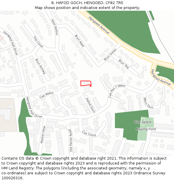 8, HAFOD GOCH, HENGOED, CF82 7RS: Location map and indicative extent of plot