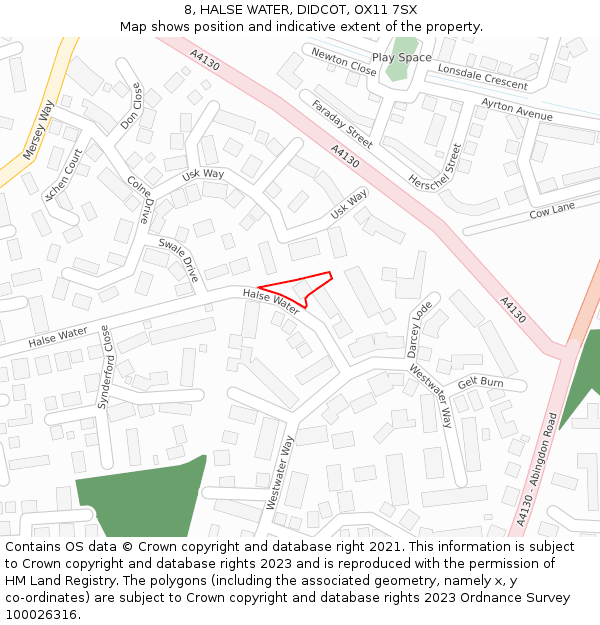 8, HALSE WATER, DIDCOT, OX11 7SX: Location map and indicative extent of plot