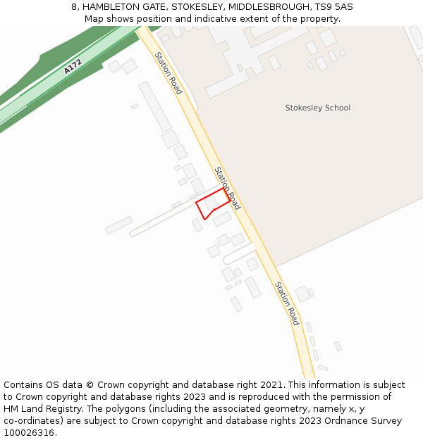 8, HAMBLETON GATE, STOKESLEY, MIDDLESBROUGH, TS9 5AS: Location map and indicative extent of plot
