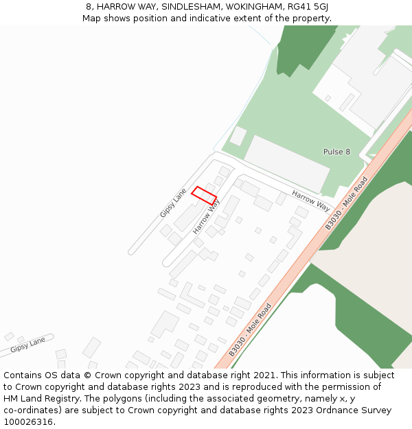 8, HARROW WAY, SINDLESHAM, WOKINGHAM, RG41 5GJ: Location map and indicative extent of plot