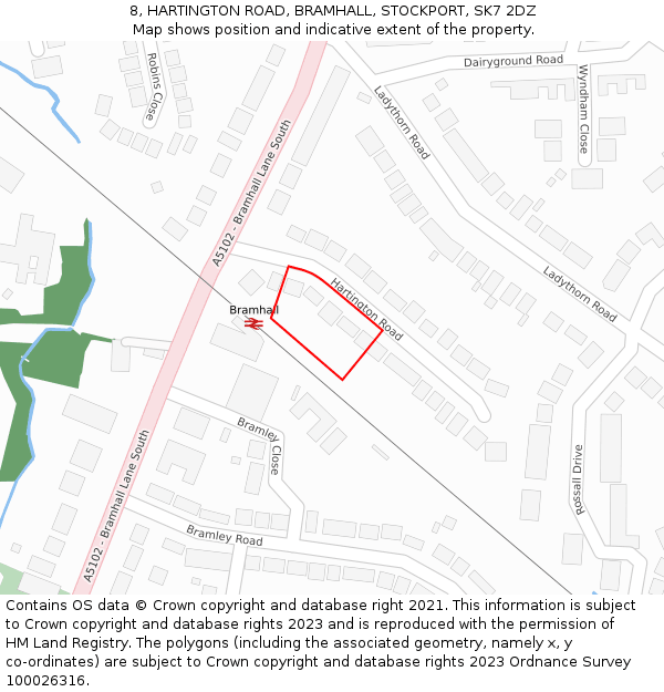 8, HARTINGTON ROAD, BRAMHALL, STOCKPORT, SK7 2DZ: Location map and indicative extent of plot