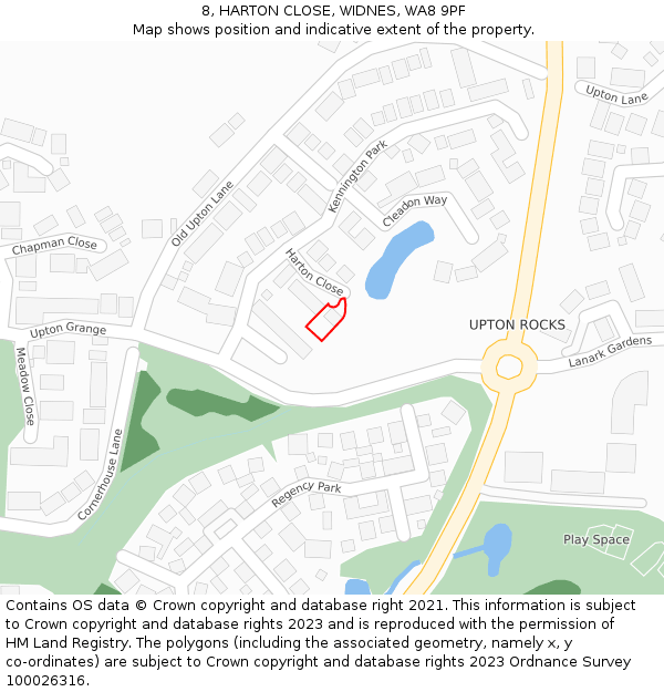 8, HARTON CLOSE, WIDNES, WA8 9PF: Location map and indicative extent of plot