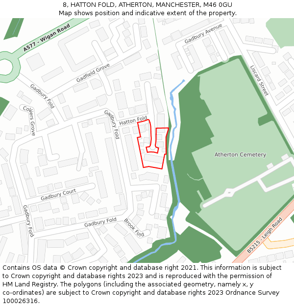 8, HATTON FOLD, ATHERTON, MANCHESTER, M46 0GU: Location map and indicative extent of plot