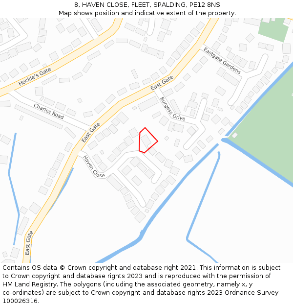 8, HAVEN CLOSE, FLEET, SPALDING, PE12 8NS: Location map and indicative extent of plot
