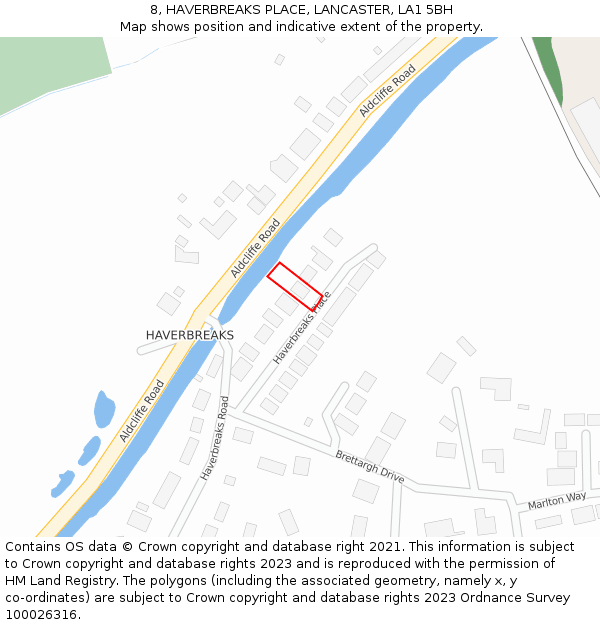 8, HAVERBREAKS PLACE, LANCASTER, LA1 5BH: Location map and indicative extent of plot