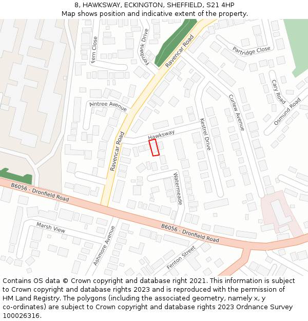 8, HAWKSWAY, ECKINGTON, SHEFFIELD, S21 4HP: Location map and indicative extent of plot