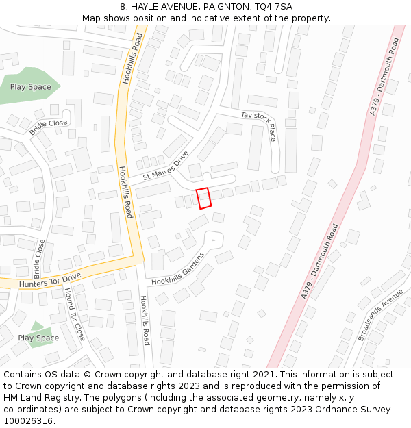 8, HAYLE AVENUE, PAIGNTON, TQ4 7SA: Location map and indicative extent of plot