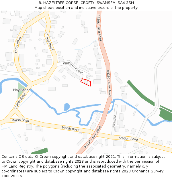 8, HAZELTREE COPSE, CROFTY, SWANSEA, SA4 3SH: Location map and indicative extent of plot