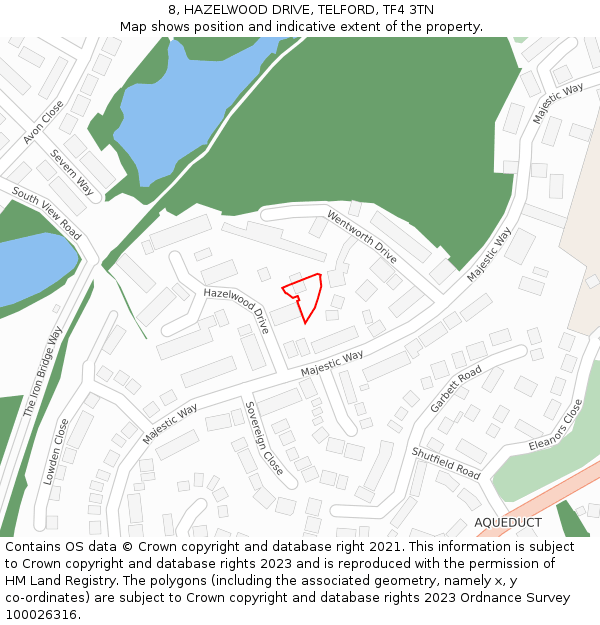 8, HAZELWOOD DRIVE, TELFORD, TF4 3TN: Location map and indicative extent of plot