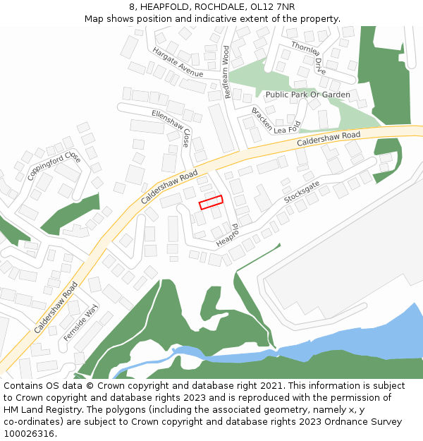 8, HEAPFOLD, ROCHDALE, OL12 7NR: Location map and indicative extent of plot