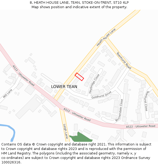 8, HEATH HOUSE LANE, TEAN, STOKE-ON-TRENT, ST10 4LP: Location map and indicative extent of plot