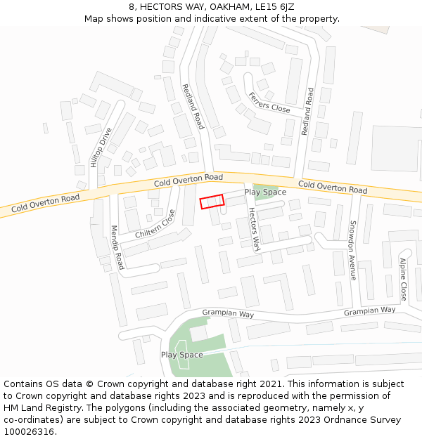 8, HECTORS WAY, OAKHAM, LE15 6JZ: Location map and indicative extent of plot