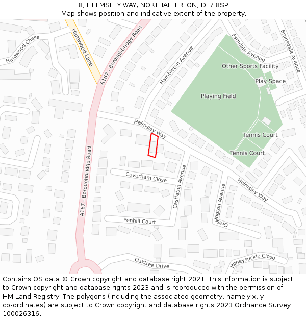 8, HELMSLEY WAY, NORTHALLERTON, DL7 8SP: Location map and indicative extent of plot