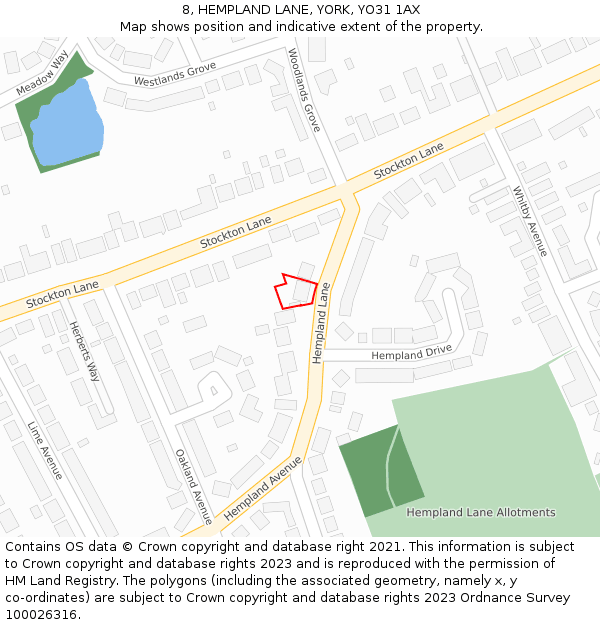 8, HEMPLAND LANE, YORK, YO31 1AX: Location map and indicative extent of plot
