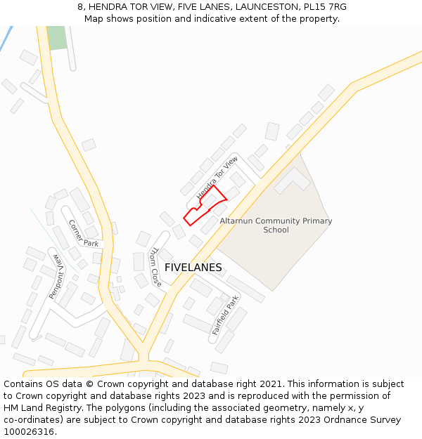 8, HENDRA TOR VIEW, FIVE LANES, LAUNCESTON, PL15 7RG: Location map and indicative extent of plot