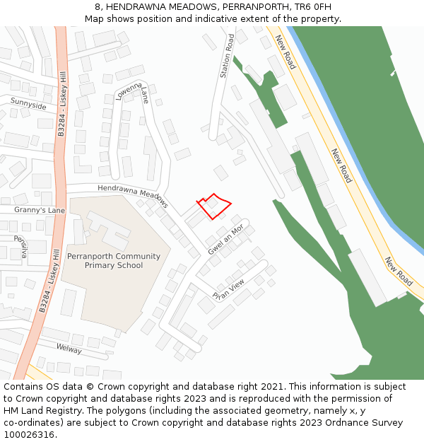 8, HENDRAWNA MEADOWS, PERRANPORTH, TR6 0FH: Location map and indicative extent of plot