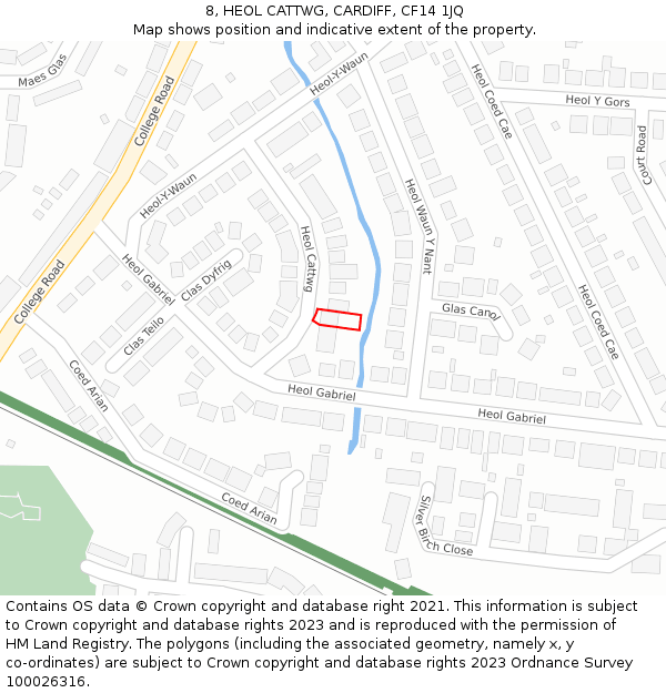 8, HEOL CATTWG, CARDIFF, CF14 1JQ: Location map and indicative extent of plot