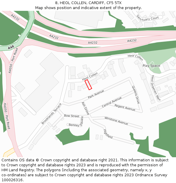 8, HEOL COLLEN, CARDIFF, CF5 5TX: Location map and indicative extent of plot