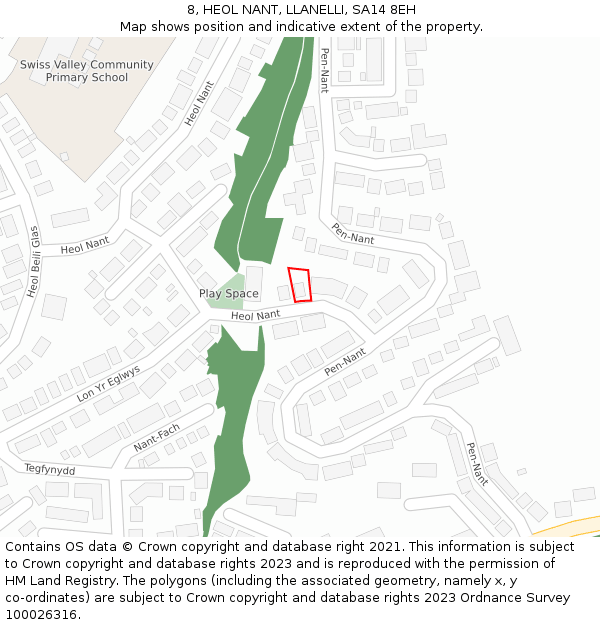 8, HEOL NANT, LLANELLI, SA14 8EH: Location map and indicative extent of plot