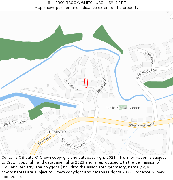 8, HERONBROOK, WHITCHURCH, SY13 1BE: Location map and indicative extent of plot