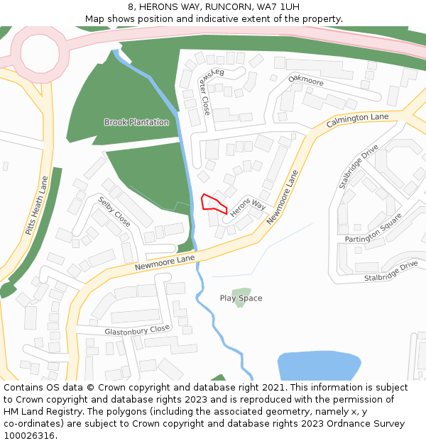 8, HERONS WAY, RUNCORN, WA7 1UH: Location map and indicative extent of plot