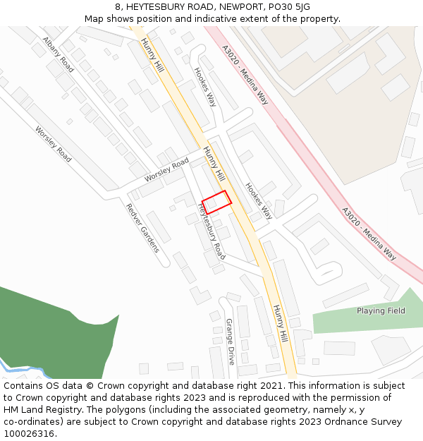 8, HEYTESBURY ROAD, NEWPORT, PO30 5JG: Location map and indicative extent of plot