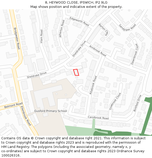 8, HEYWOOD CLOSE, IPSWICH, IP2 9LG: Location map and indicative extent of plot