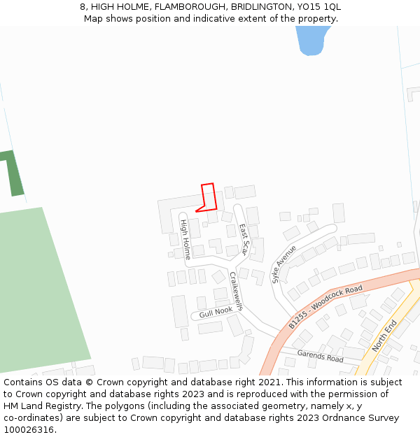 8, HIGH HOLME, FLAMBOROUGH, BRIDLINGTON, YO15 1QL: Location map and indicative extent of plot