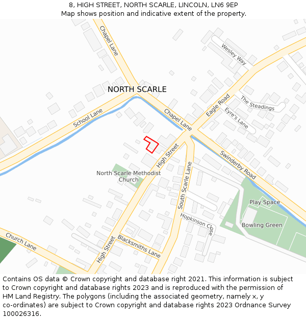 8, HIGH STREET, NORTH SCARLE, LINCOLN, LN6 9EP: Location map and indicative extent of plot