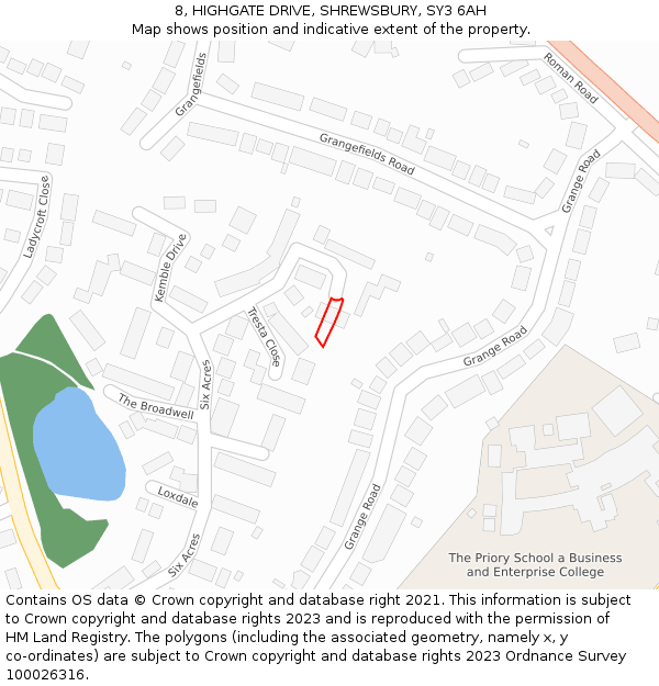 8, HIGHGATE DRIVE, SHREWSBURY, SY3 6AH: Location map and indicative extent of plot