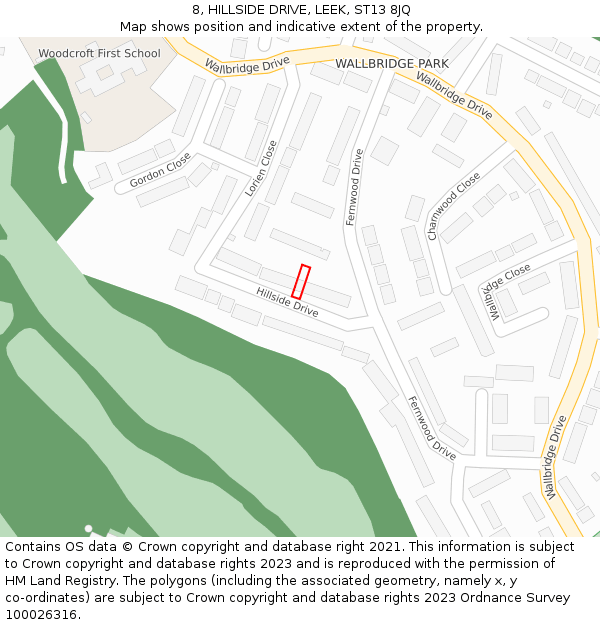 8, HILLSIDE DRIVE, LEEK, ST13 8JQ: Location map and indicative extent of plot