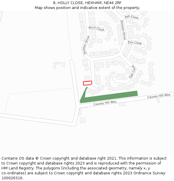 8, HOLLY CLOSE, HEXHAM, NE46 2RF: Location map and indicative extent of plot