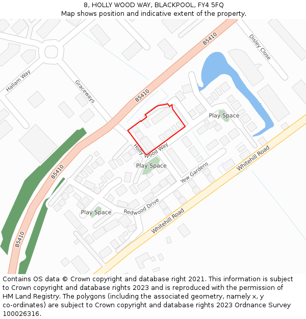 8, HOLLY WOOD WAY, BLACKPOOL, FY4 5FQ: Location map and indicative extent of plot