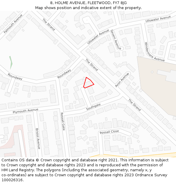 8, HOLME AVENUE, FLEETWOOD, FY7 8JG: Location map and indicative extent of plot