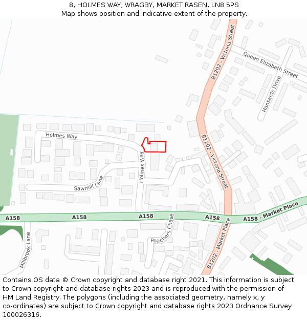 8, HOLMES WAY, WRAGBY, MARKET RASEN, LN8 5PS: Location map and indicative extent of plot