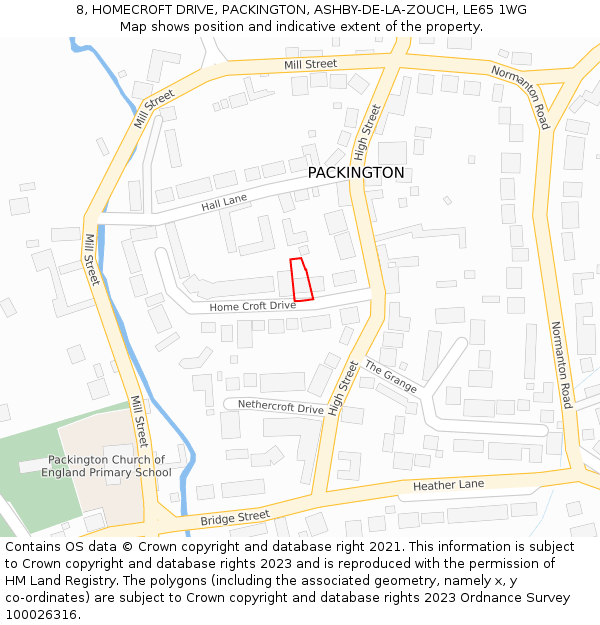 8, HOMECROFT DRIVE, PACKINGTON, ASHBY-DE-LA-ZOUCH, LE65 1WG: Location map and indicative extent of plot