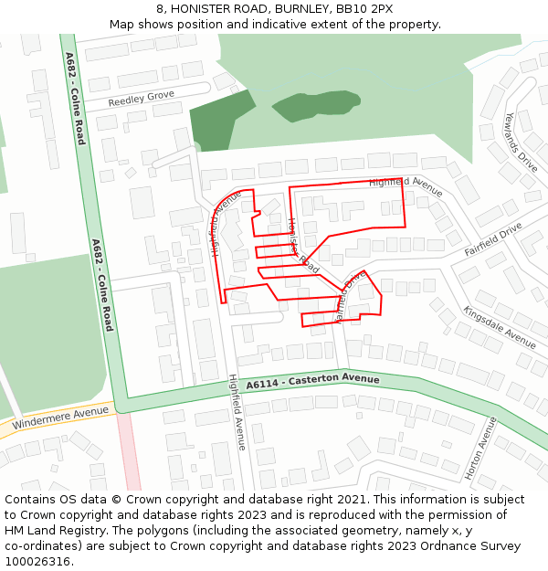 8, HONISTER ROAD, BURNLEY, BB10 2PX: Location map and indicative extent of plot