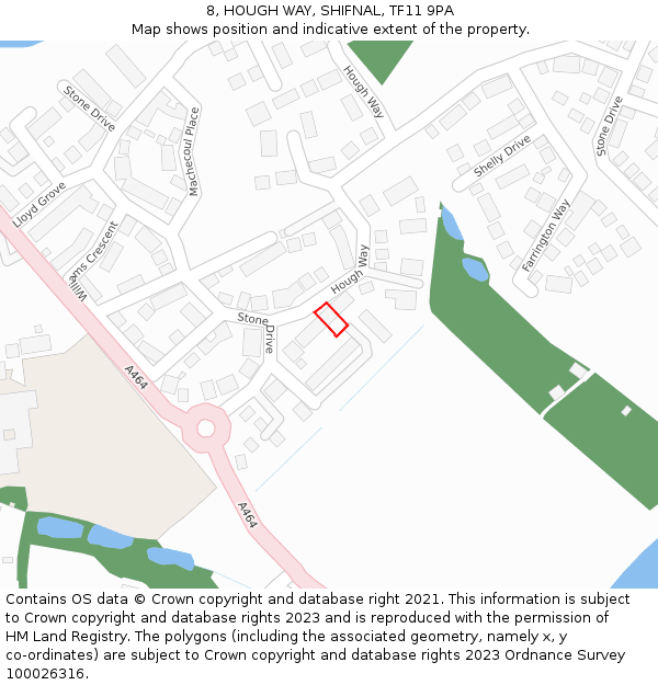 8, HOUGH WAY, SHIFNAL, TF11 9PA: Location map and indicative extent of plot