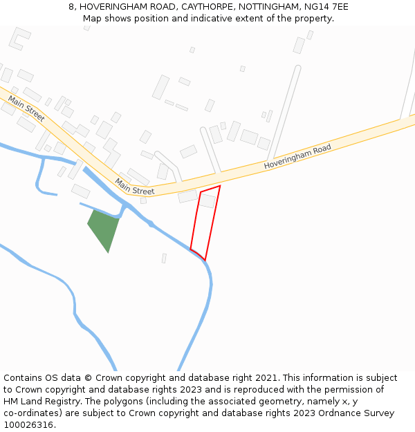 8, HOVERINGHAM ROAD, CAYTHORPE, NOTTINGHAM, NG14 7EE: Location map and indicative extent of plot