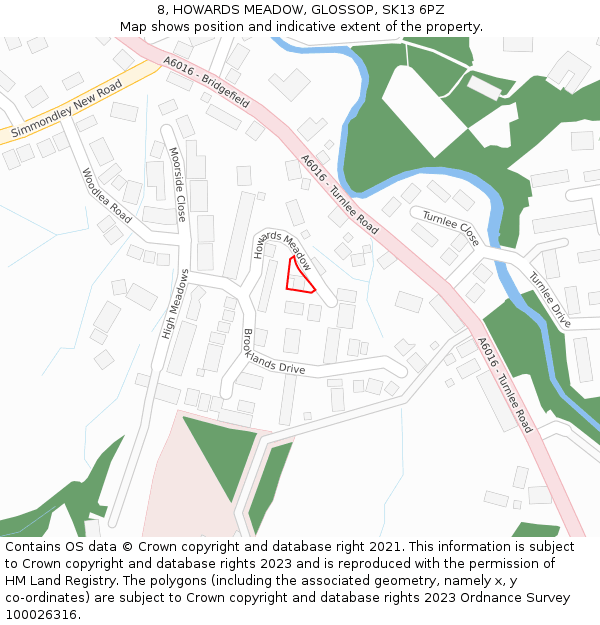 8, HOWARDS MEADOW, GLOSSOP, SK13 6PZ: Location map and indicative extent of plot