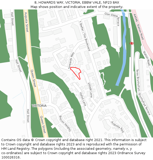 8, HOWARDS WAY, VICTORIA, EBBW VALE, NP23 8AX: Location map and indicative extent of plot