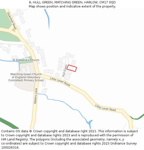8, HULL GREEN, MATCHING GREEN, HARLOW, CM17 0QD: Location map and indicative extent of plot
