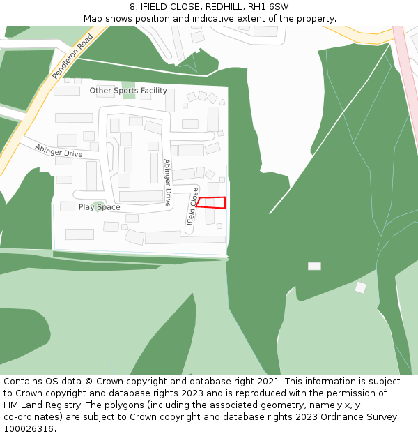 8, IFIELD CLOSE, REDHILL, RH1 6SW: Location map and indicative extent of plot