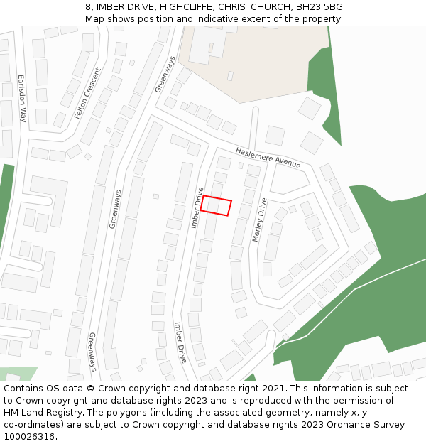 8, IMBER DRIVE, HIGHCLIFFE, CHRISTCHURCH, BH23 5BG: Location map and indicative extent of plot