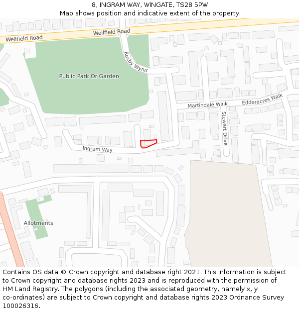 8, INGRAM WAY, WINGATE, TS28 5PW: Location map and indicative extent of plot