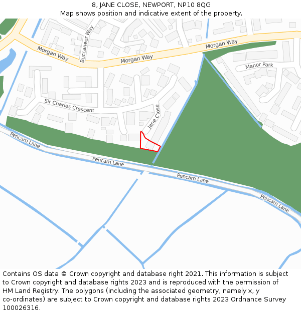 8, JANE CLOSE, NEWPORT, NP10 8QG: Location map and indicative extent of plot