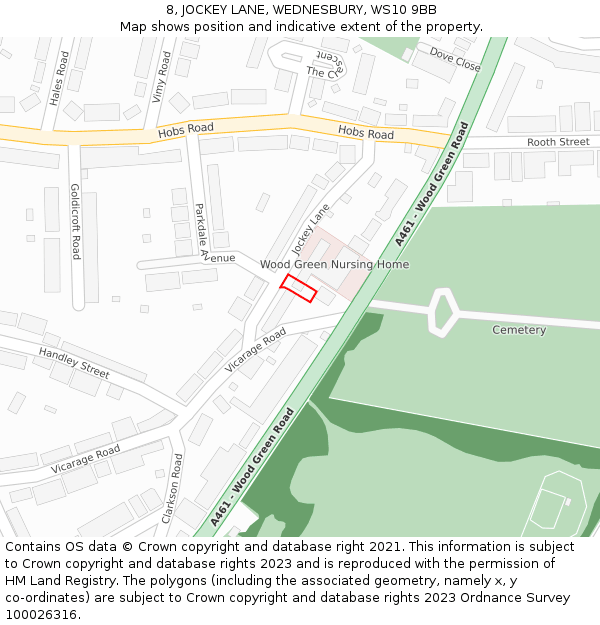 8, JOCKEY LANE, WEDNESBURY, WS10 9BB: Location map and indicative extent of plot