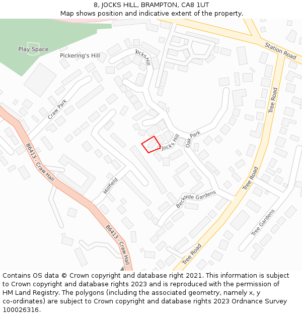 8, JOCKS HILL, BRAMPTON, CA8 1UT: Location map and indicative extent of plot