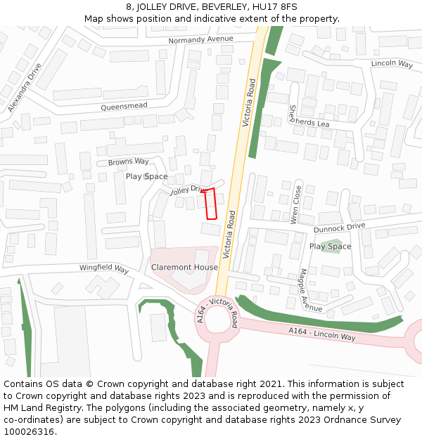 8, JOLLEY DRIVE, BEVERLEY, HU17 8FS: Location map and indicative extent of plot