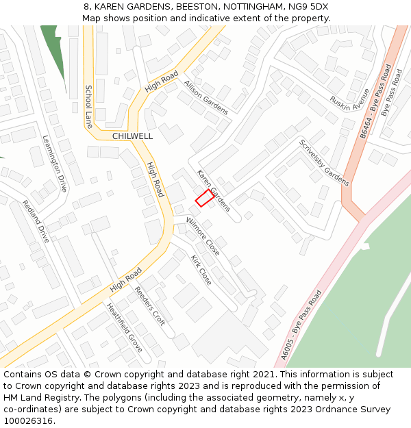 8, KAREN GARDENS, BEESTON, NOTTINGHAM, NG9 5DX: Location map and indicative extent of plot